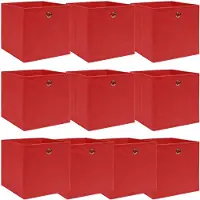 vidaXL Boîtes de rangement 10 pcs. Rouge 32x32x32 cm Tissu