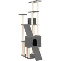 vidaXL Arbre à chat avec colonnes à griffer en sisal gris foncé 190 cm