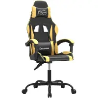 vidaXL Chaise gaming pivotante Noir et doré Simili cuir