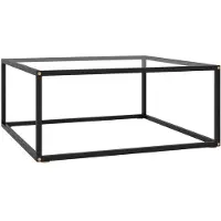 vidaXL Table basse noire avec verre trempé 80x80x35 cm