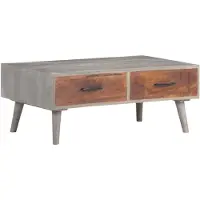 vidaXL Table basse Gris 100x60x40 cm Bois massif de manguier rugueux