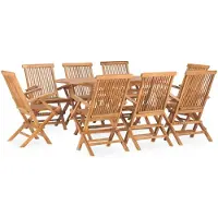 vidaXL Ensemble de jardin 9 pièces pliable en teck massif
