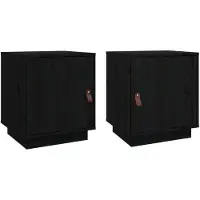 vidaXL Tables de chevet 2 pcs Noir 40x34x45 cm Bois de pin massif