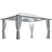 vidaXL Pavillon avec rideaux & guirlande lumineuse LED 400x300 cm Crème Alu