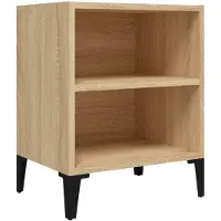 vidaXL Table de chevet avec pieds en métal chêne sonoma 40x30x50 cm