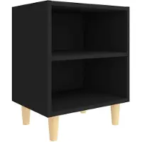 vidaXL Table de chevet avec pieds en bois massif Noir 40x30x50 cm