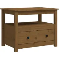 vidaXL Table basse marron miel 71x49x55 cm pin massif