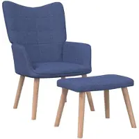 vidaXL Fauteuil relax avec pouf Bleu Tissu