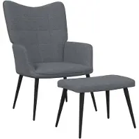 vidaXL Fauteuil relax avec pouf Tissu gris foncé