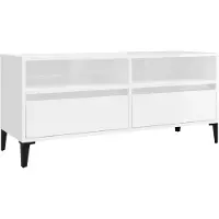 vidaXL Armoire TV blanc brillant 100x34,5x44,5 cm Bois composite