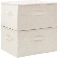 vidaXL Boîtes de rangement 2 pcs Tissu 43x34x23 cm Crème