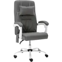 vidaXL Chaise de bureau de massage Gris Similicuir