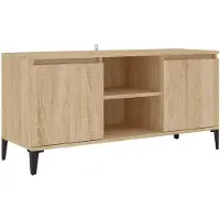 vidaXL Meuble TV avec pieds en métal Chêne sonoma 103,5x35x50 cm