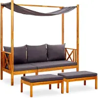 vidaXL Banc de jardin avec auvent et repose-pieds Bois d'acacia solide
