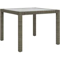 vidaXL Table de jardin 90x90x75 cm Verre trempé Poly rotin Gris