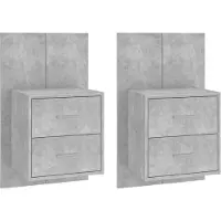 vidaXL Tables de chevet murales 2 pcs Gris béton