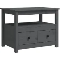 vidaXL Table basse Gris 71x49x55 cm Pin massif