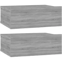 vidaXL Tables de chevet flottantes 2 pcs Sonoma gris 40x30x15 cm