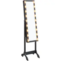 vidaXL Miroir sur pied avec LED Noir 34x37x146 cm