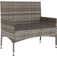 vidaXL Banc de jardin 2 places avec coussins Gris Poly rotin