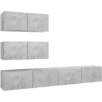 vidaXL Ensemble d'armoires TV 4 pièces gris béton Bois composite