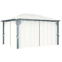 vidaXL Pavillon avec rideaux 400 x 300 cm Crème Aluminium