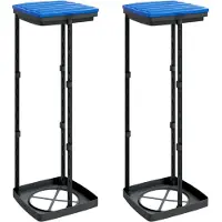 vidaXL Porte-sacs poubelles 2 pcs noir et bleu 120 L PP