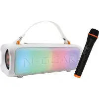 N-Gear Blazooka 703W - Haut-parleur Bluetooth portable - Avec microphone et éclairage - Blanc
