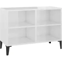 vidaXL Armoire TV avec pieds métalliques blanc brillant 69,5x30x50cm
