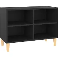 vidaXL Armoire TV avec pieds en bois massif noir 69,5x30x50 cm