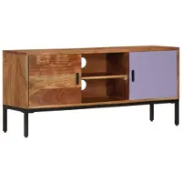 vidaXL Armoire TV brun miel et gris 110x30x50 cm en bois massif d'acacia