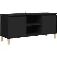 vidaXL Armoire TV avec pieds en bois massif noir 103,5x35x50 cm
