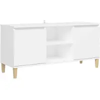 vidaXL Armoire TV avec pieds en bois massif blanc 103,5x30x50 cm