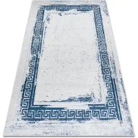 Rugsx Tapis lavable ANDRE 1213 Grec vintage antidérapant - blanc / bleu 120x170 cm