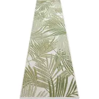 Rugsx Tapis SIZAL SION le tapis de couloir, Feuilles de palmier, tropical 2837 tissé à plat ecru / vert 70x300 cm