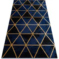 Rugsx Tapis EMERALD exclusif 1020 glamour, élégant marbre, triangles bleu foncé / or 140x190 cm