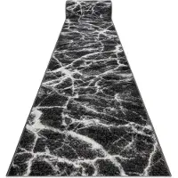 Rugsx TAPIS DE COULOIR BCF MORAD Marmur Marbre anthracite / noir 60 cm 60x220 cm