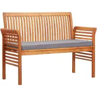 Natur24 banc de jardin 2 places avec coussins 120 cm bois massif acacia