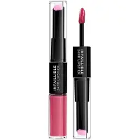 L'Oréal Infallible brillant et rouge à lèvres longue tenue 2 en 1 teinte 214 Raspberry For Life 5 ml