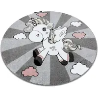 Rugsx Tapis PETIT UNICORN LICORNE cercle gris cercle 160 cm