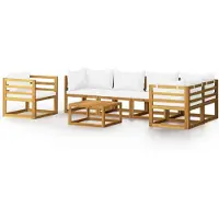 vidaXL Ensemble de salon de jardin 7 pièces avec coussins Crème Bois massif Acacia