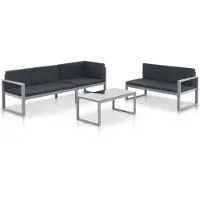 vidaXL Ensemble de salon de jardin 3 pièces avec coussins Aluminium Noir