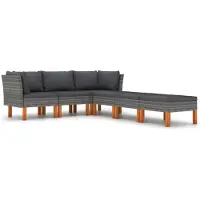 vidaXL Ensemble salon de jardin 6 pièces avec coussins Poly rotin gris