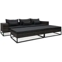 vidaXL Ensemble de salon de jardin 5 pièces avec coussins Poly rotin gris