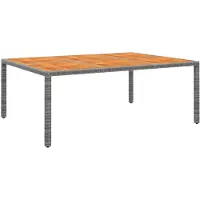 vidaXL Table de jardin 200x150x75 cm acacia et poly rotin gris