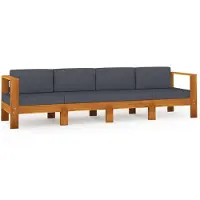 vidaXL Canapé de jardin 4 places avec coussins gris foncé en bois massif d'acacia