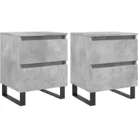 vidaXL Tables de chevet 2 pcs gris béton 40x35x50 cm bois d’ingénierie