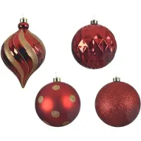 Décoris 6 ADDOBBI D.15CM ROSSO NATALE MODELLI ASSORTITI ADDOBBI DECORO ALBERO
