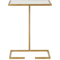 Safavieh Table d'appoint en fer/verre blanc/or