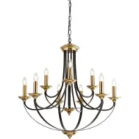 Searchlight Lustre classique Belfry 9 lumières 78cm bronze et doré